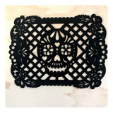 Mantel Día De Muertos Individual 6 Pz Color Negro