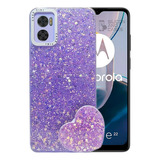 Carcasa Para Motorola E22i Glitter Brillo Incluye Pop Socket