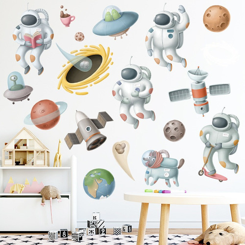 Vinil Decorativo Infantil Astronauta Cohete Nave Niño Ó Bebe