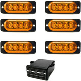 6 Estrobo Âmbar Led 12v Efeitos Som Carro Caminhão Moto Van