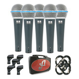 Kit Com 5 Microfones Arcano Dinâmicos Rhodon-8 Kit Xlr-xlr