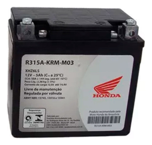 Bateria 12v Para Moto 5ah Original Honda