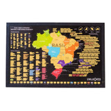 Mapa Brasil Quadro Raspadinha Parede | 94x60cm C/ Moldura V3