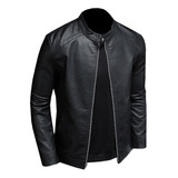 Chamarra Negra De Cuero For Moto For Hombre