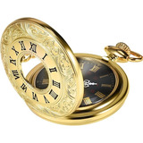 Reloj De Bolsillo Vintage, Reloj Dorado Para Hombre Con Cade