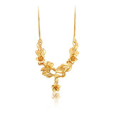 Gargantilla Oro 24k Lam Rosas Flor 45-49cm Ajustable Regalo