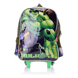 Mochila De Rodinhas Escolar Infantil Menino Marvel Avengers Hulk Grande Verde Luxcel