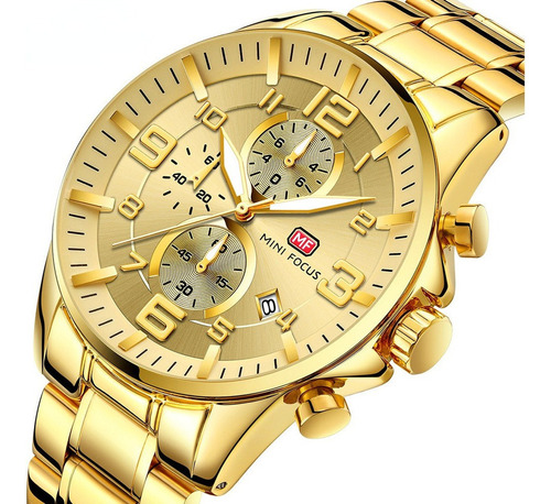 Reloj Dorado Con Esfera Grande For Hombre.