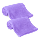 2 Cobijas Para Bebé Cobertor Suave Ligera Calientita Color Lila Liso