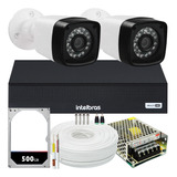 Kit Dvr Intelbras 4 Canais H.265 2 Câmeras Full Hd 20 Metros