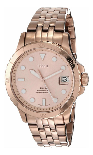 Reloj Mujer Fossil Es4748 Cuarzo Pulso Oro Rosa En Acero