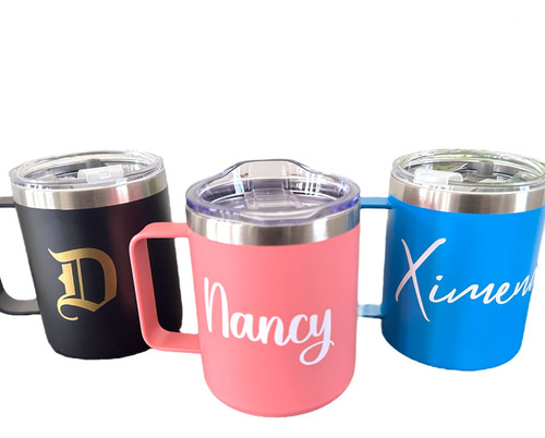 Taza Personalizada Con Nombre, Acero Inoxidable Termica Tapa