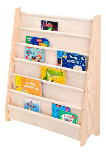 Rack Para Livros Infantil, Standbook Montessoriano 6 Bolsos