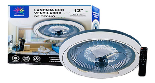 Ventilador Techo Con Lampara Led Control 12 PuLG 2 Piezas