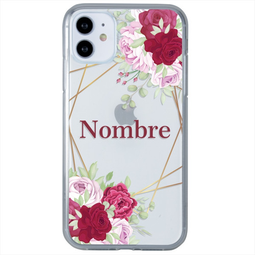 Funda Para iPhone Uso Rudo Flores Personalizada Con Nombre