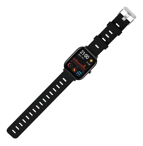 Pulseira De Silicone Colorida Para Xiaomi Amazfit Gts 2 Cor Preto Largura 20 Mm