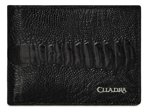 Cartera Cuadra Original Piel Pata De Avestruz B2910pa Negro