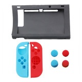 Funda Silicon Compatible Con  Nintendo Switch 7 Piezas Negra