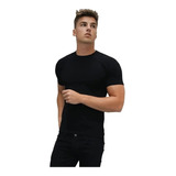 Remera De Hombre Entallada -elastizada- Modelo Lisboa Negro.