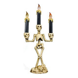  Vela Castiçal Crânio Esqueleto Luz Led Pisca Festa Hallowee