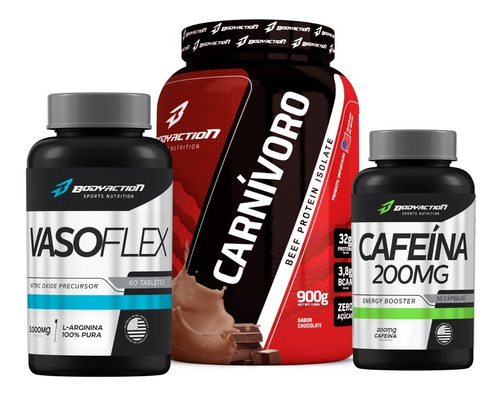 Kit Carnívoro 900g Beef Protein + Vasoflex + Cafeína Brinde