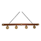 Luminária De Madeira Pendente De Teto P/ 4 Lâmpadas Rústica 