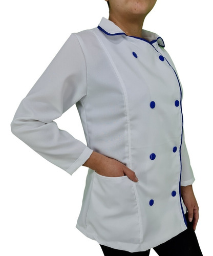 Filipina Chef Mujer Blanca Con Azul Rey En Poliéster