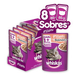 Whiskas Alimento Húmedo Para Gatos Salmón 8 Sobres 85gr C/u