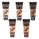 Kit 5 Bases Liquida Hidratante Alta Cobertura Rude Cosmetics