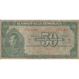 Colombia 50 Pesos Oro 1 Enero 1951 (7 Dígitos)