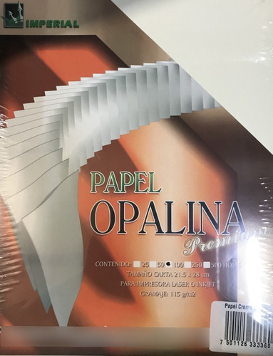Papel Opalina Stripe Imperial Carta Blanco 115gr 100 Hojas