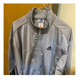 Conjunto adidas Campera Gris Plateado/pantalón Negro Talle S