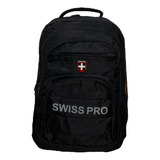 Mochila Escolar Swiss Pro Swiss003 Color Negro Diseño Liso 24l