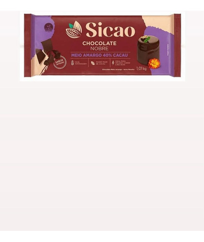Chocolate Nobre Meio Amargo 40% Cacau 1,010kg Sicao