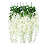 Flores X12 Colgantes Glicinas Blancas Decoracion Bodas 95cm