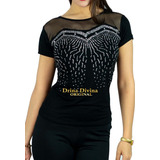 Blusa Remera Camiseta Básica - Stras Tul Blusa Brillo Tacha 