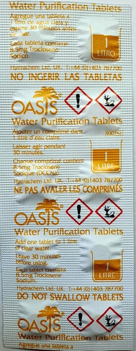 Tabletas Purificadoras De Agua Oasis Kit X 10 Pastillas