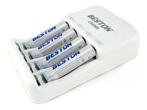 Cargador Baterías Beston  + 4 Baterias  Recargables
