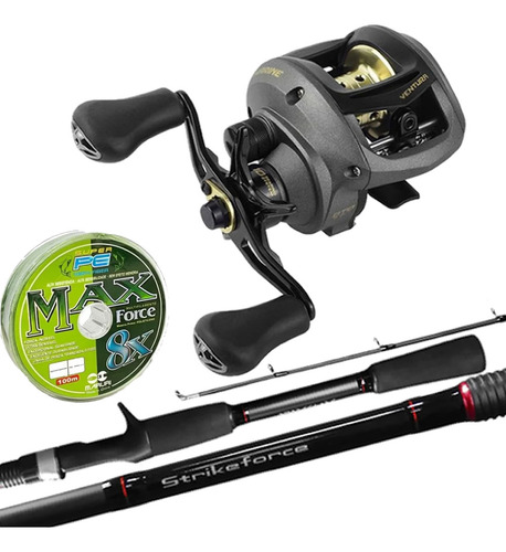 Carretilha Vt10 Vara De Carbono Daiwa Strikeforce Linha 8x