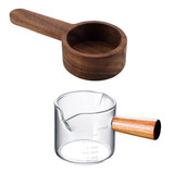 2pcs Espresso Midiendo Taza Cucharada Conjunto De Madera