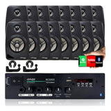 Kit Som Ambiente 300w Bluetooth Fm+16 Caixas Acusticas