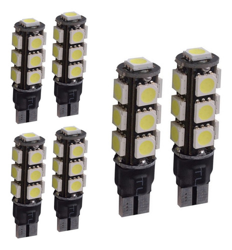 Kit 6 Lampada T10 13 Leds 2 Funçoes Normal/strobo Automotivo