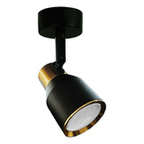 Foco Led Sobrepuesto Simple Gu-10 Negro-dorado Híades