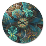 Reloj De Pared De Madera Moderno Con Diseño De Flores Azules