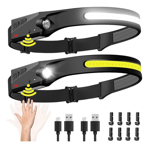 Linterna Frontal Recargable, Con Sensor De Movimiento