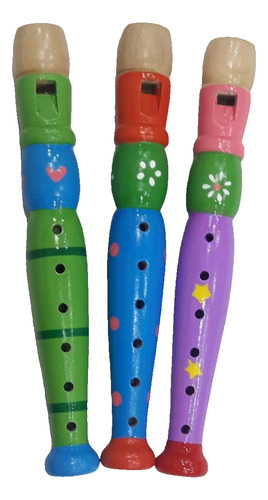 Instrumento Musical Infantil Flauta De Madera Colorida 20 Cm