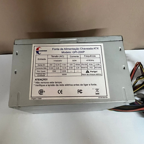 Fonte Nominal Coletek Mod: Gpi-200p - 24 Pinos 200w Sata