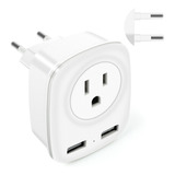 Adaptador De Enchufe De Viaje Europeo, Cargador Usb, Enchufe