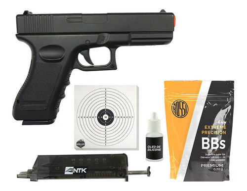 Pistola Airsoft Full Metal 6mm + 1000 Bbs + Kit Acessórios