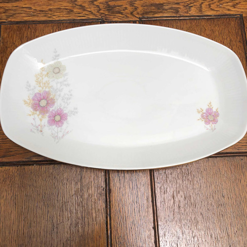 Fuente Oval Grande Porcelana Verbano Flores Vintage 40 Cm